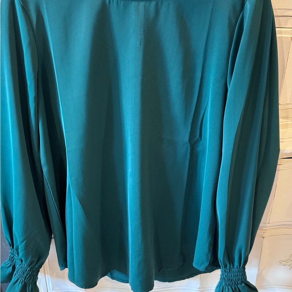 Green Puff Sleeve Women's Blouse